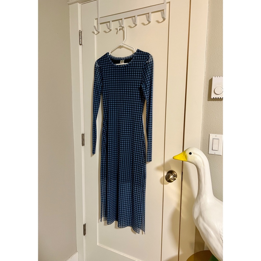 Mesh blue & white gingham dress